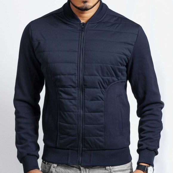 OLGYN Other - OLGYN Men’s Knitted Navy Blue Bomber Jacket